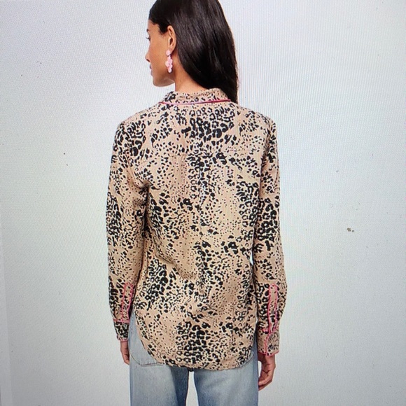 J.Crew leopard print button up shirt pink XS - Picture 4 of 4